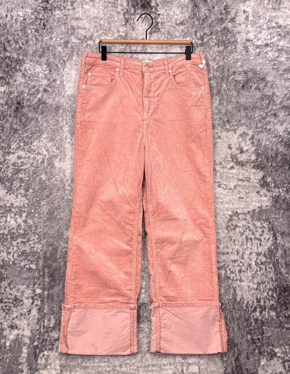 New Pilcro The Scotty Cuffed Pants 31 Womens Pilcro Pink Corduroy Straight Leg